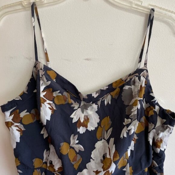 OLD NAVY Woven Cami Grey Floral Defined Waist Spaghetti Strap Dress L - Picture 6 of 16